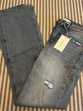 Flying Monkey Women's Flare Wide Leg Jeans — Light Blue Distressed